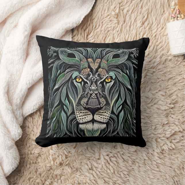Abstract Shabby Chic King Lion Cushion (Blanket)