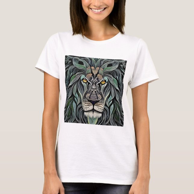 Abstract Shabby Chic King Lion T-Shirt (Front)