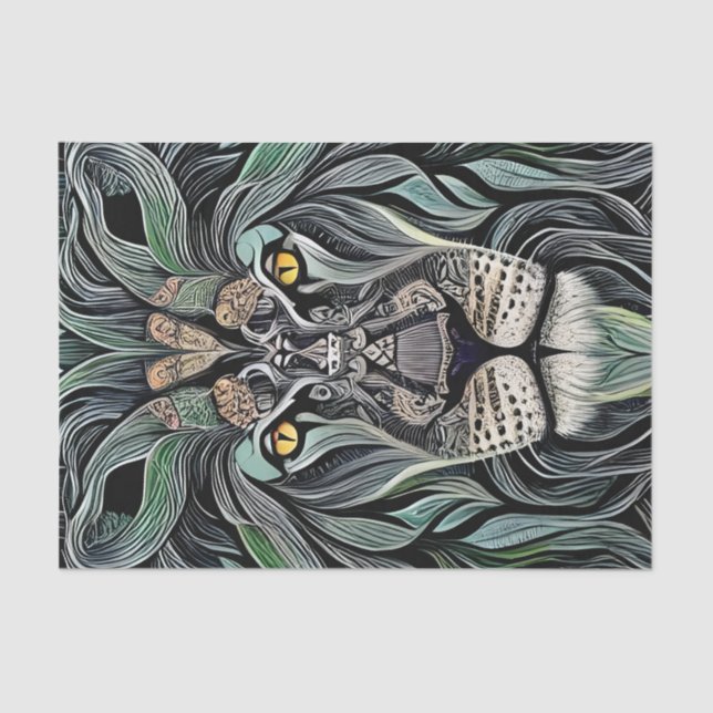 Abstract Shabby Chic King Lion Tissue Paper (Front)