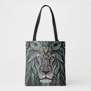 Abstract Shabby Chic King Lion Tote Bag
