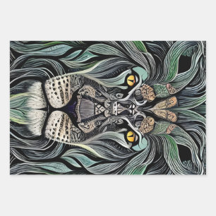 Abstract Shabby Chic King Lion Wrapping Paper Sheet