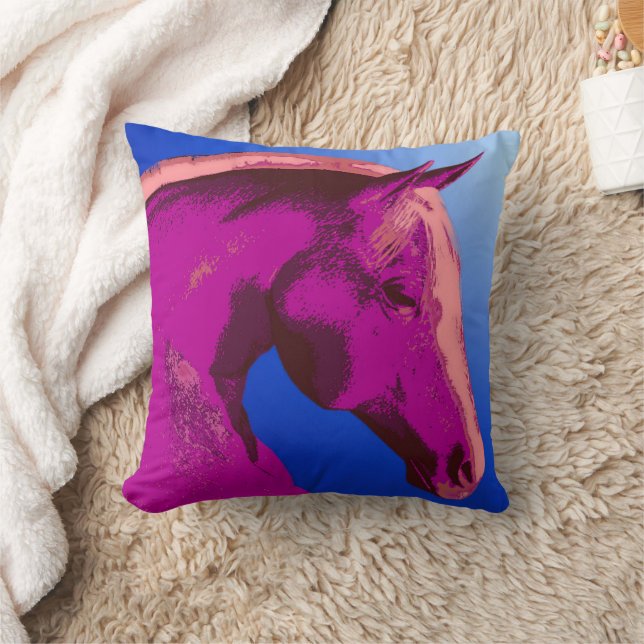 Abstract Shades Of Pink Horse Art Cushion (Blanket)
