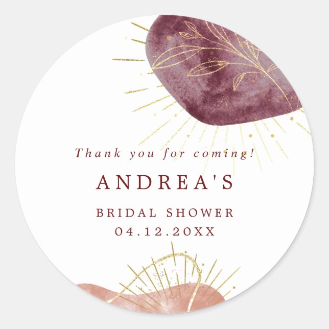 Abstract Shape Bridal Shower Classic Round Sticker (Front)