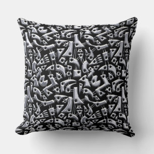 Abstract Shapes 180318 - Shiny Silver Cushion