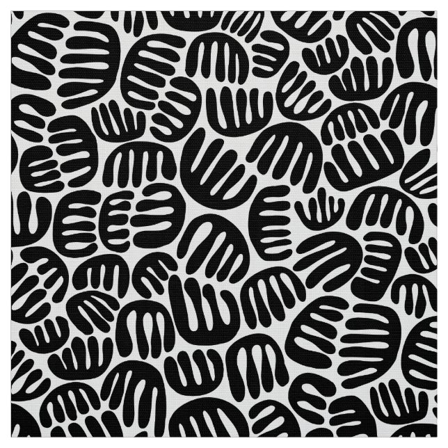 Abstract Shapes 301122 - Black on White Fabric (Swatch)