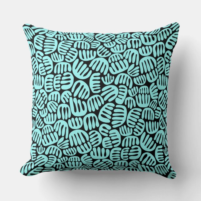 Abstract Shapes 301122 - Ice Blue on Black Cushion (Front)