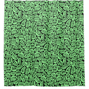 Abstract Shapes 301122 - Mint Green on Black Shower Curtain