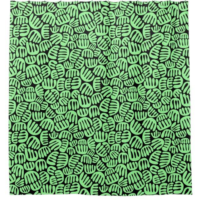 Abstract Shapes 301122 - Mint Green on Black Shower Curtain (Front)