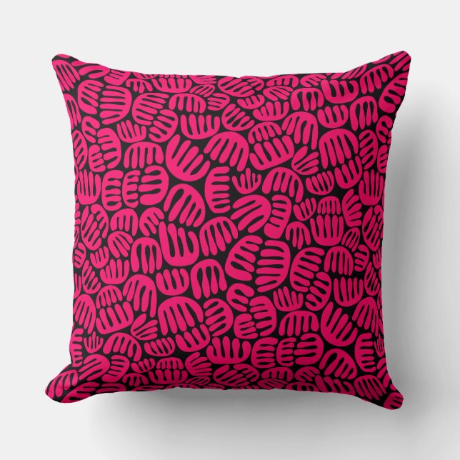 Abstract Shapes 301122 - Neon Red on Black Cushion (Front)