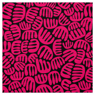 Abstract Shapes 301122 - Neon Red on Black Fabric