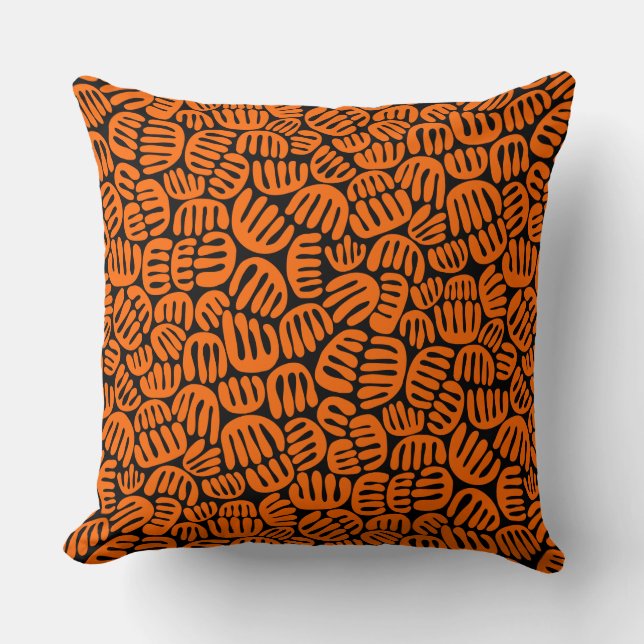 Abstract Shapes 301122 - Orange on Black Cushion (Front)