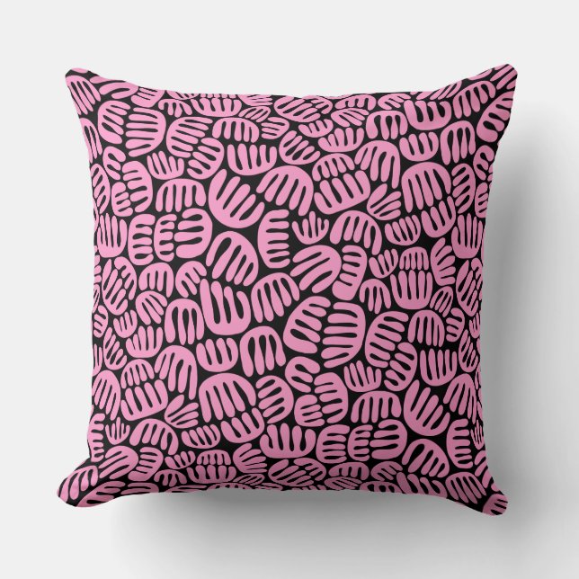 Abstract Shapes 301122 - Pink on Black Cushion (Front)