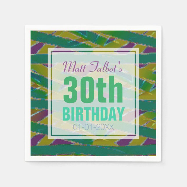 Abstract Shapes 30th Birthday Paper Napkins (Front)