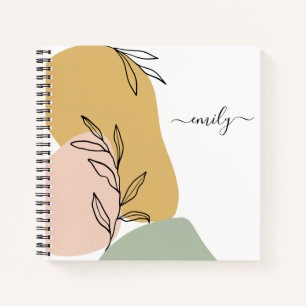 Abstract Shapes and Botanical Outline Drawing Notebook