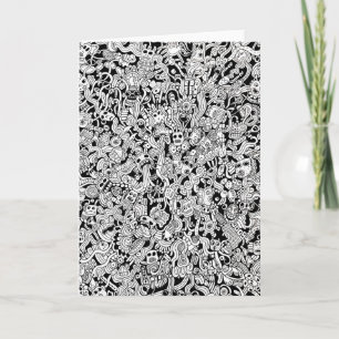 Abstract Shapes and Faces Illustration Card
