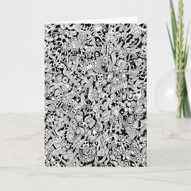 Abstract Shapes and Faces Illustration  Card (Front)