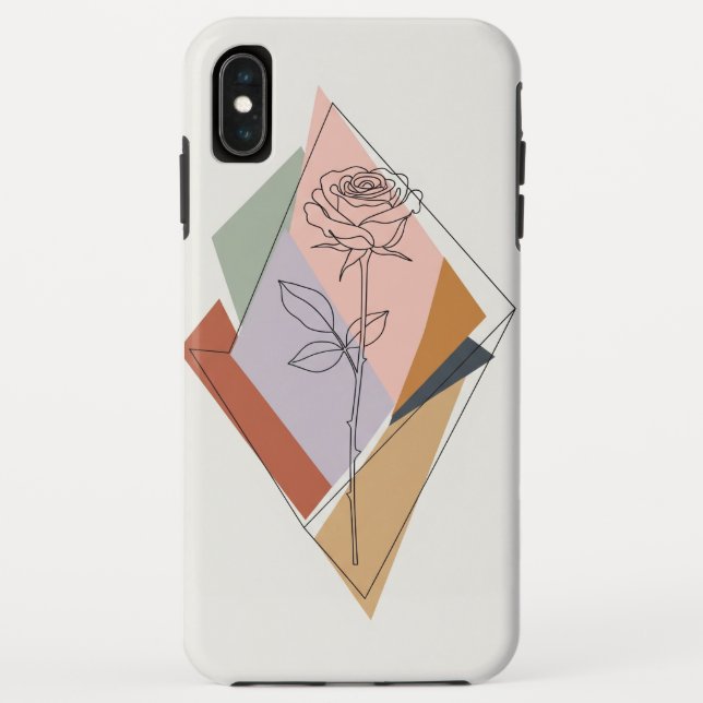 Abstract Shapes and Rose Line Art Phone Case – Cus (Back)