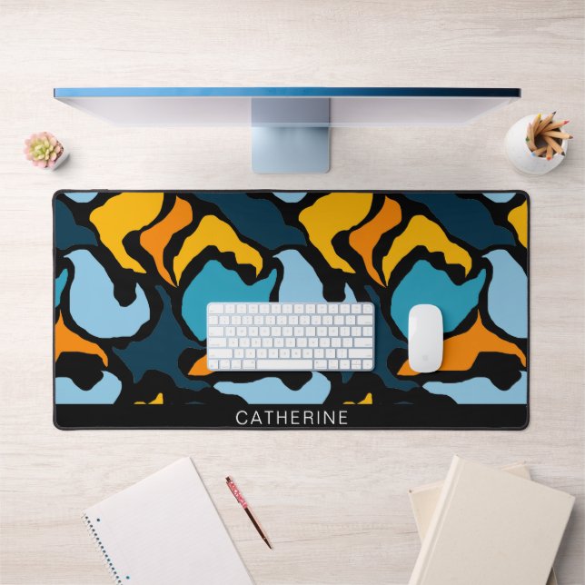 Abstract Shapes Artsy Black  Desk Mat (Office 1)