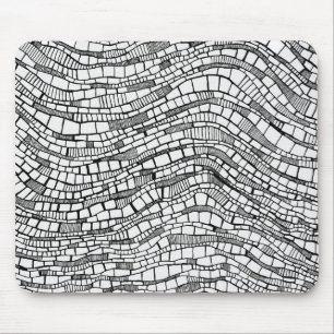 Abstract Shapes Black and White Pen Ink Design Mouse Pad
