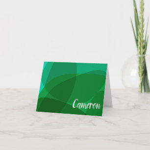 Abstract Shapes Bright Green Personalised Name Note Card