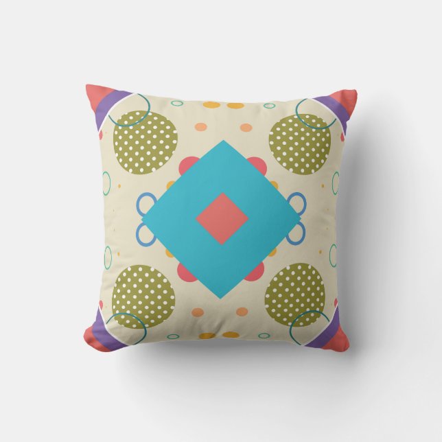 Abstract Shapes, Circles, Lines & Dots Cushion (Front)