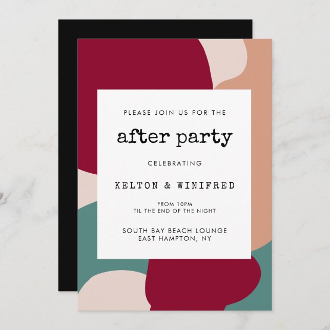 Abstract shapes contemporary after party invitation (Front/Back)