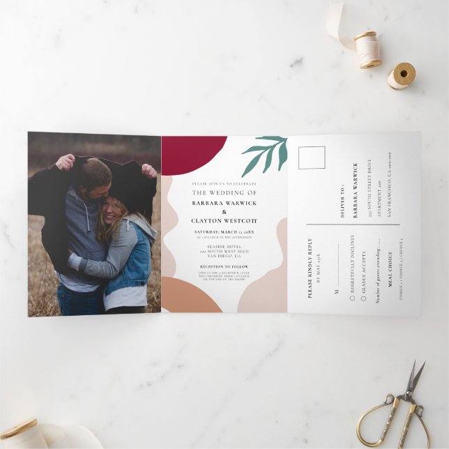 Abstract shapes contemporary All in one wedding Tri-Fold Invitation (Inside)