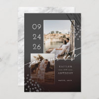 Abstract Shapes Dark Grey Marble Back & 2 Photos