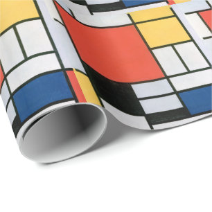 ABSTRACT SHAPES DISTRESSED MONDRIAN   WRAPPING PAPER