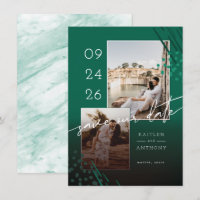 Abstract Shapes Emerald Marble Back & 2 Photos