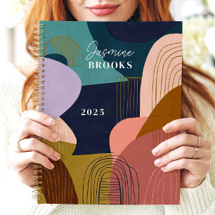 Abstract Shapes Geometric Lines Custom Name Planner