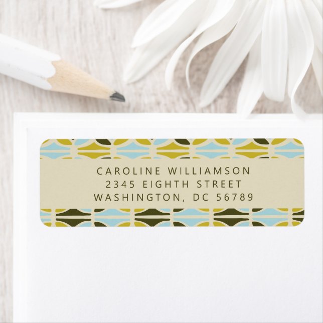 Abstract Shapes Green Blue Shower Return Address Label (Insitu)