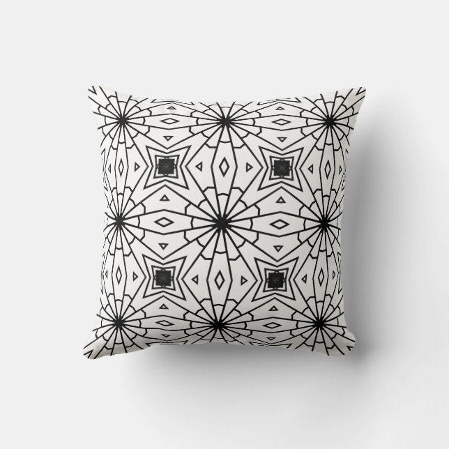 Abstract shapes in Black and White Cushion (Back)