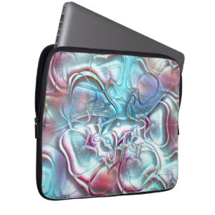 Abstract shapes in glass overlaid on sandy texture laptop sleeve