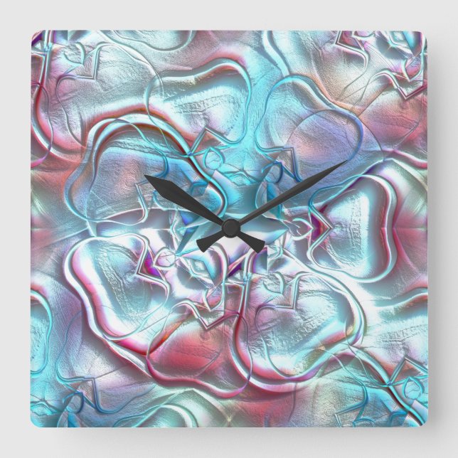Abstract shapes in glass overlaid on sandy texture square wall clock (Front)