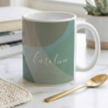 Abstract Shapes in Teal Personalised Script Name Coffee Mug<br><div class="desc">Abstract Shapes in Teal Personalised Script Name Coffee Mug</div>