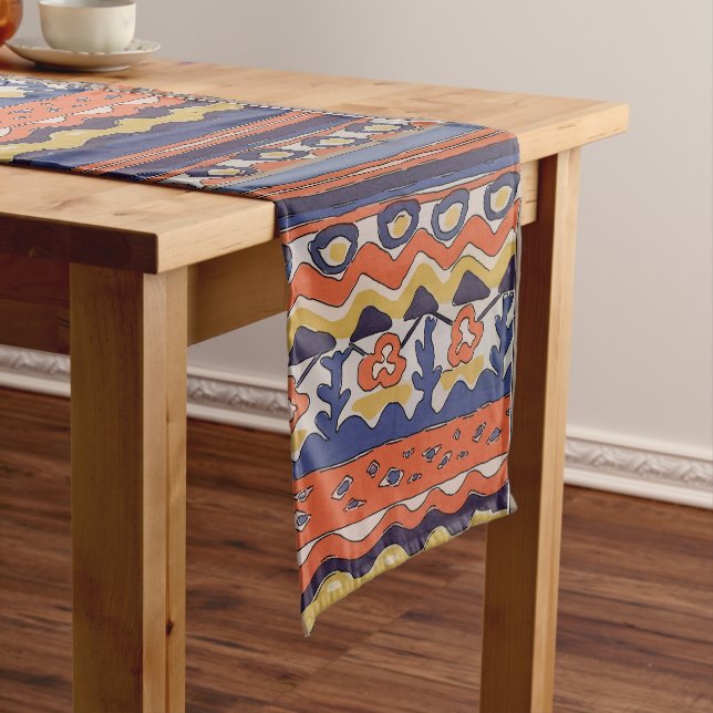 Abstract Shapes, Matisse Style, add text, Short Ta Medium Table Runner (In Situ)