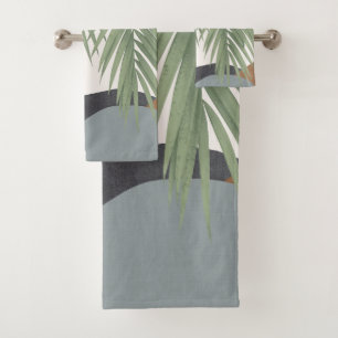 Abstract Shapes Palm Leaves Finesse #1 #tropical  Bath Towel Set