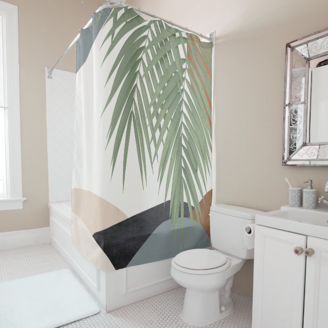 Abstract Shapes Palm Leaves Finesse #1 #tropical  Shower Curtain (In Situ)