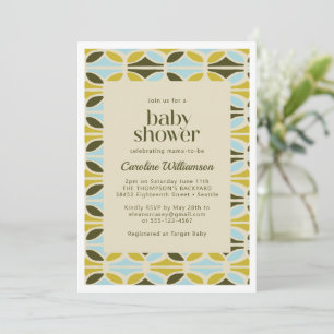 Abstract Shapes Pattern Green Blue Baby Shower  Invitation