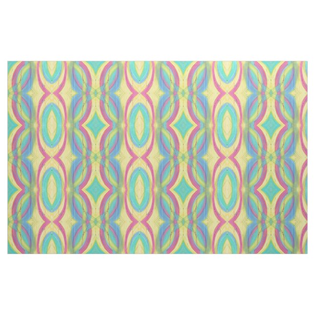 Abstract Shapes Pattern Pink Yellow Green Blue Fabric (Fat Quarter)