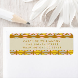 Abstract Shapes Pink Yellow Shower Return Address  Label