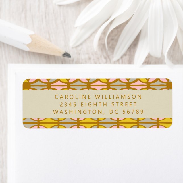 Abstract Shapes Pink Yellow Shower Return Address  Label (Insitu)
