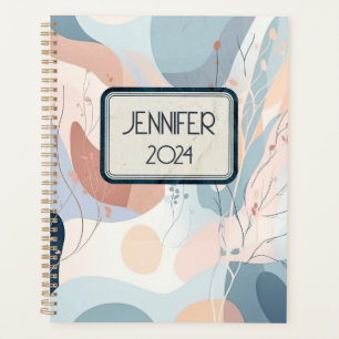 Abstract shapes with floral decoration planner
