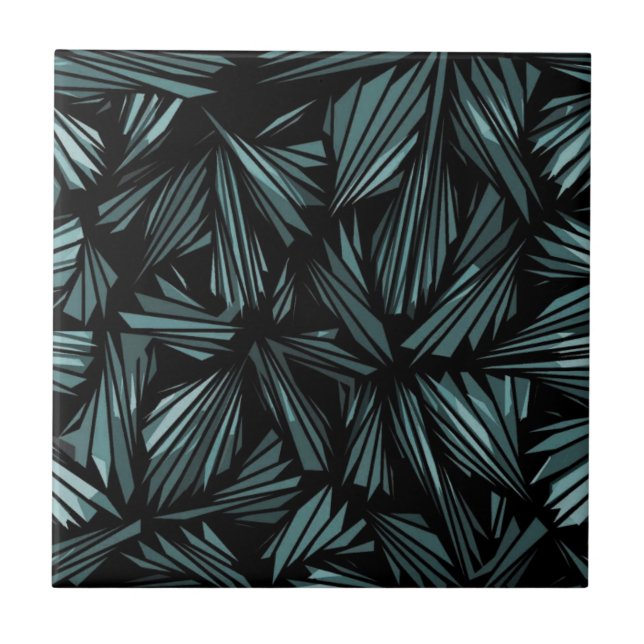 Abstract Shattered Glass Blue Pattern Ceramic Tile (Front)