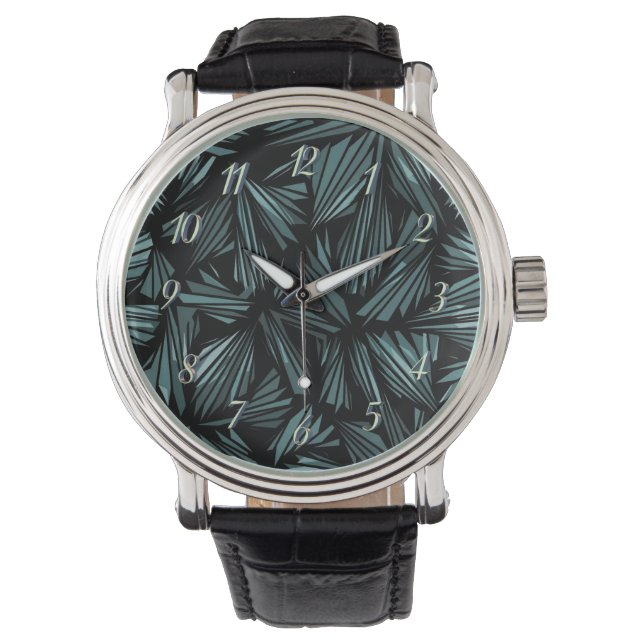 Abstract Shattered Glass Blue Pattern Watch (Front)