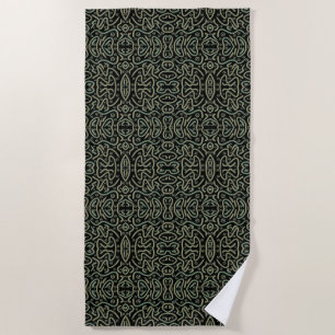 Abstract Shimmer Tubing With Green And Gold Colour Beach Towel