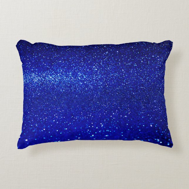 Abstract shiny blue glitter background decorative cushion (Front)