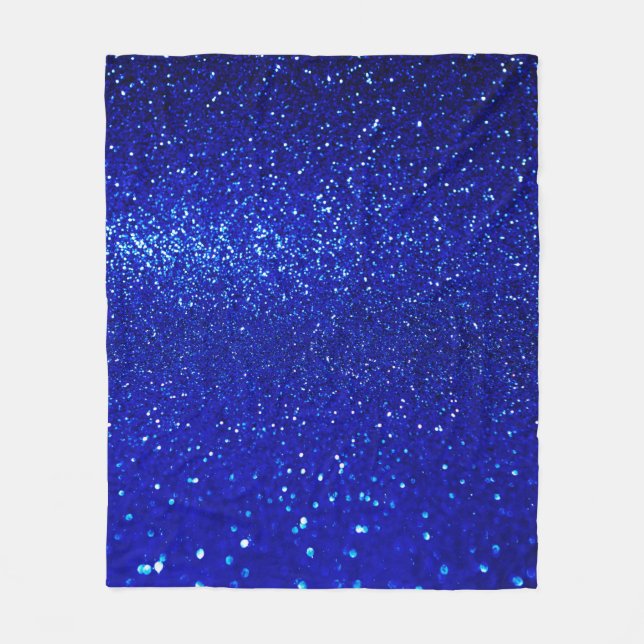 Abstract shiny blue glitter background fleece blanket (Front)