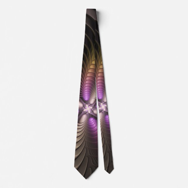 Abstract Shiny Trippy Colorful 3D Fractal Art Tie (Front)